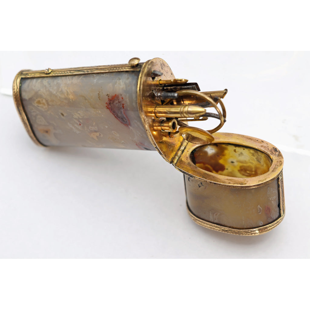 Antique Georgian etui gilt hardstone metal necessaire full set implements (4137)