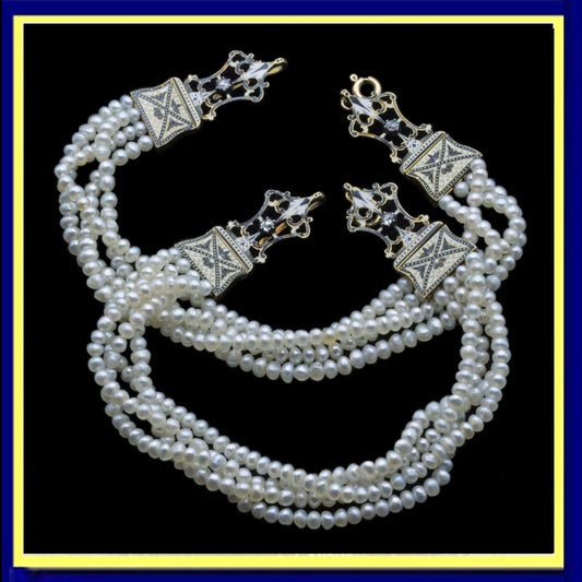 C&A Giuliano bracelets pearls gold enamel diamonds bridal Victorian