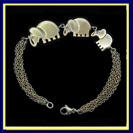 vintage bracelet gold elephants lucky elephant family Gobbi
