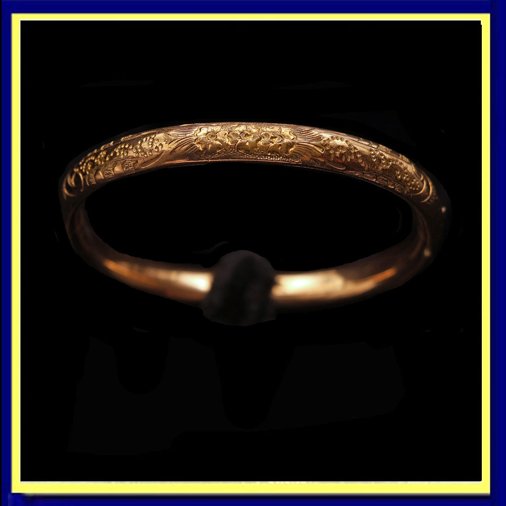 Antique Victorian Child's bangle bracelet gold filled engraved flowers