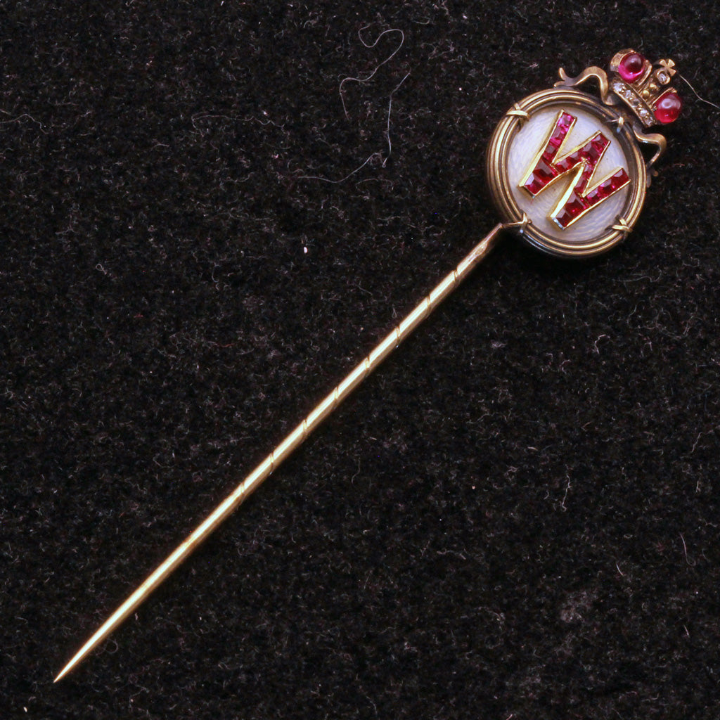 Imperial Russian Romanov Stick Pin GrandDuke Vladimir gold diamond ruby (7313)