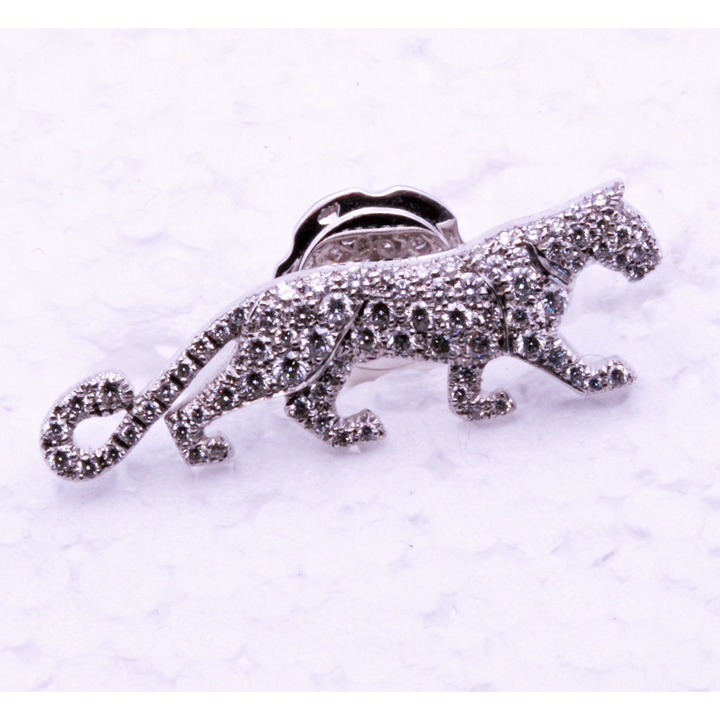 Cartier panther brooch pin pave set diamonds 18k white gold  1990s Unisex (7330)