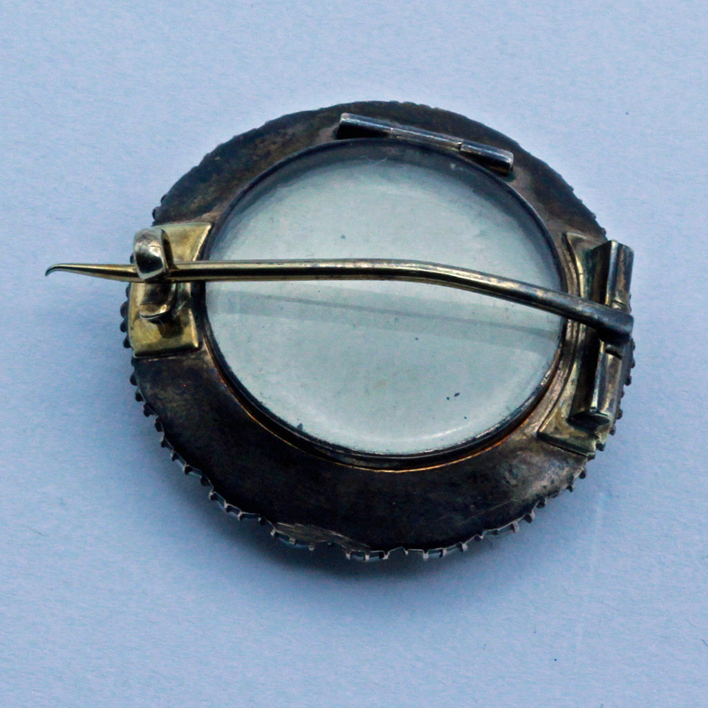 Antique Georgian miniature eye brooch with locket Gold pearls Unisex (7348)