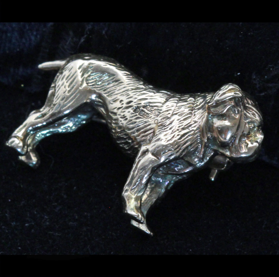 Antique Victorian brooch gold English bulldog dog 19th century Unisex (7420)