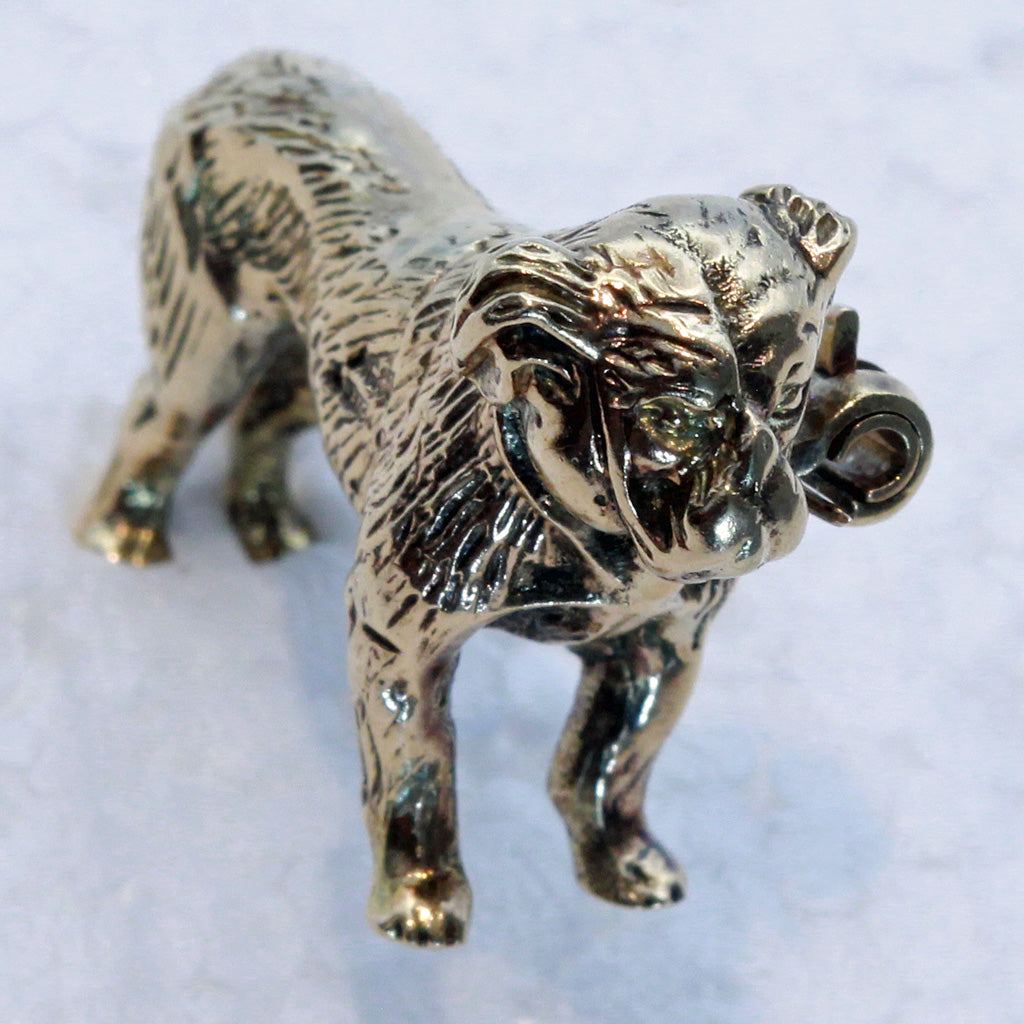 Antique Victorian brooch gold English bulldog dog 19th century Unisex (7420)