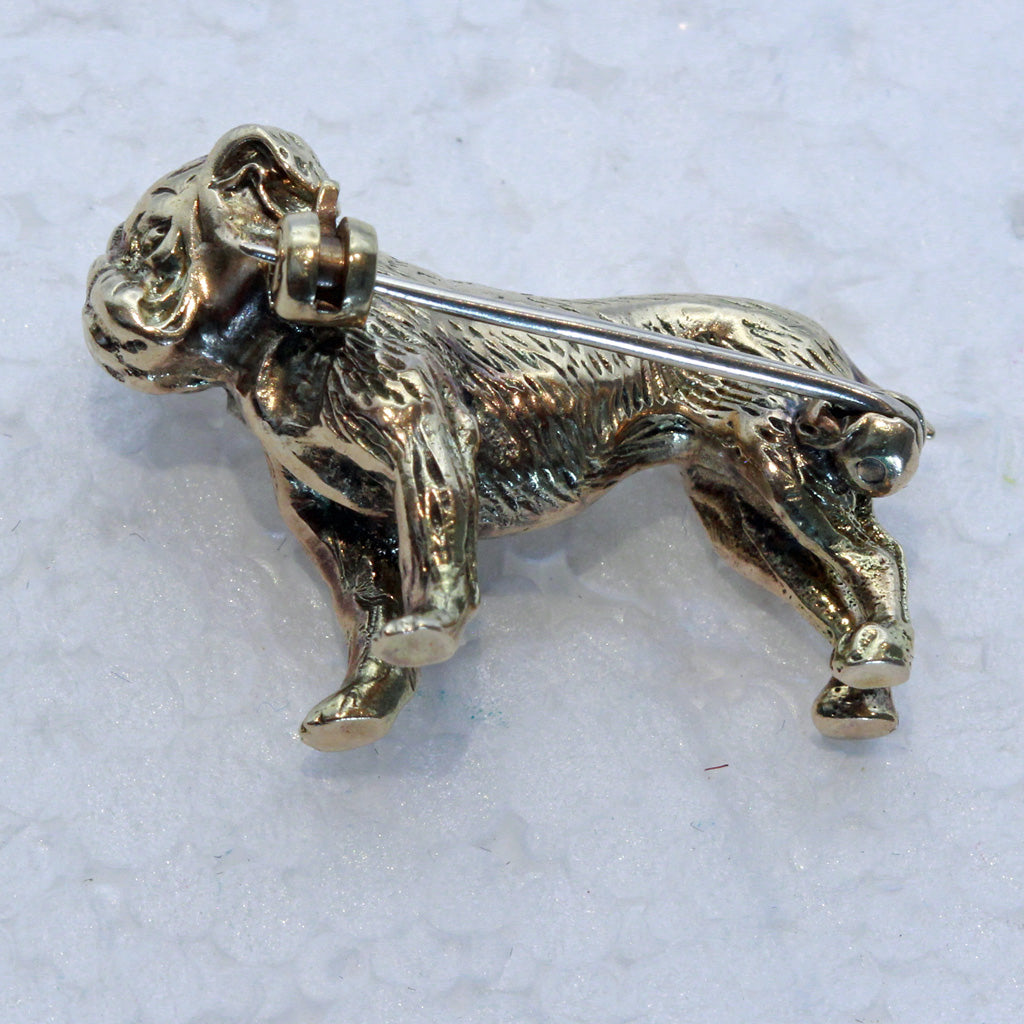 Antique Victorian brooch gold English bulldog dog 19th century Unisex (7420)