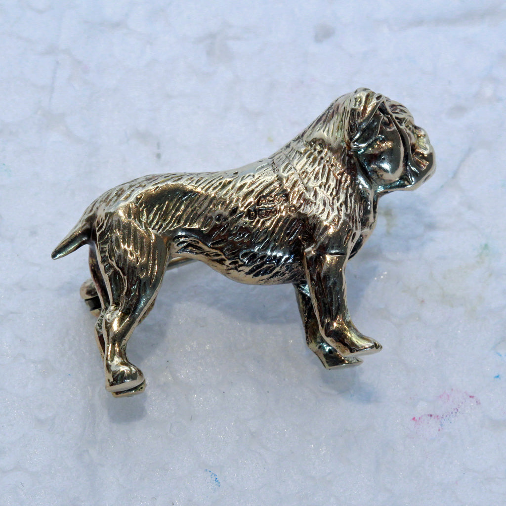 Antique Victorian brooch gold English bulldog dog 19th century Unisex (7420)