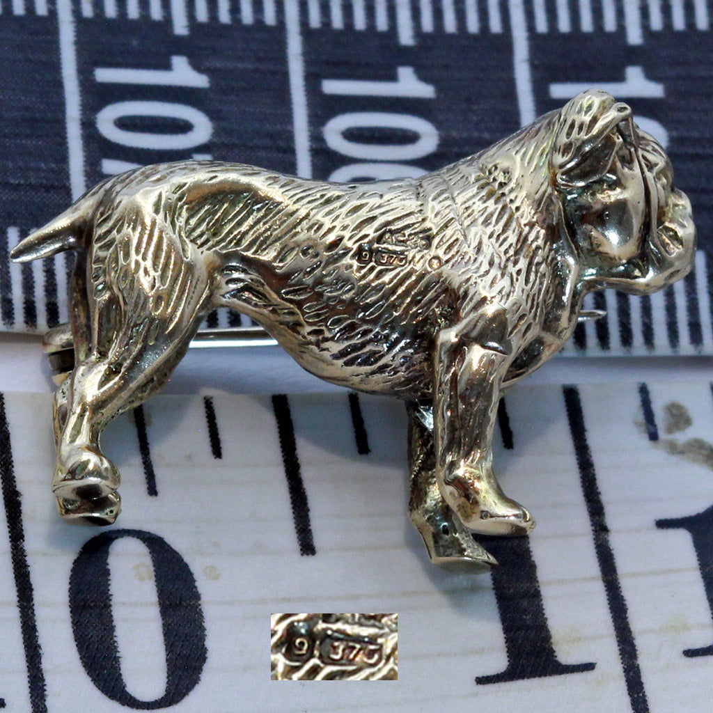 Antique Victorian brooch gold English bulldog dog 19th century Unisex (7420)