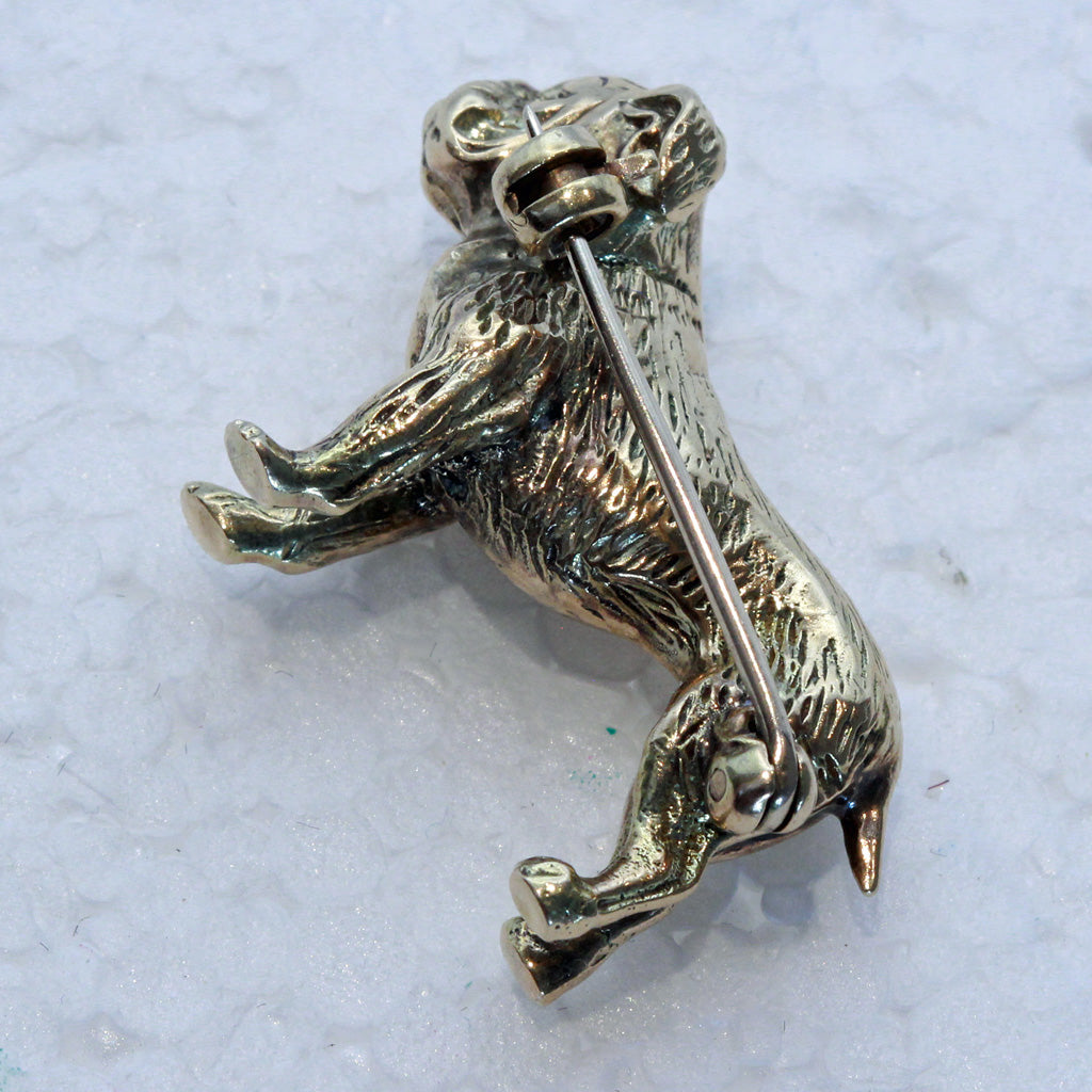 Antique Victorian brooch gold English bulldog dog 19th century Unisex (7420)