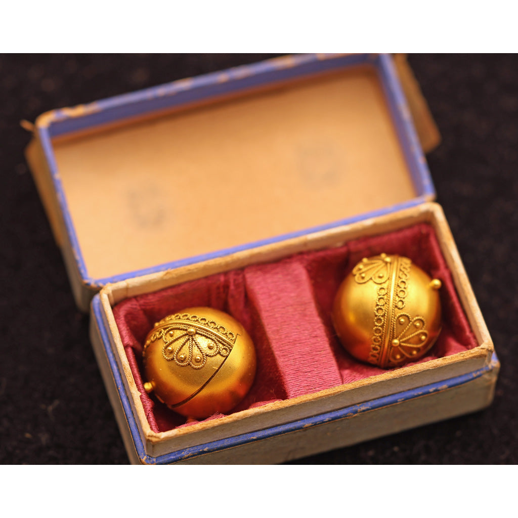 Etruscan Revival Victorian Carriage Covers Coach Covers Earrings 21k gold (7581)