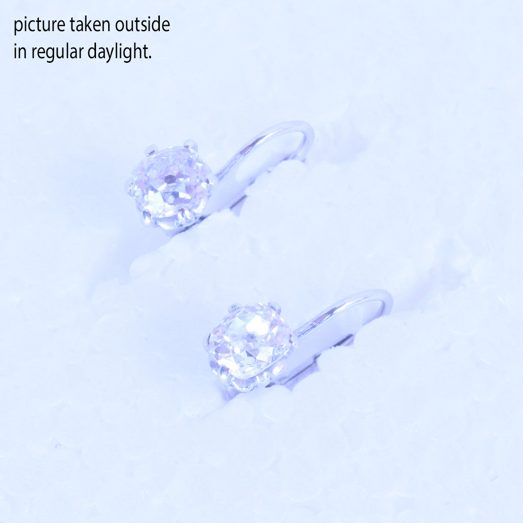 Antique Vintage Earrings 18k White Gold Old Mine Cut Diamonds (7153)