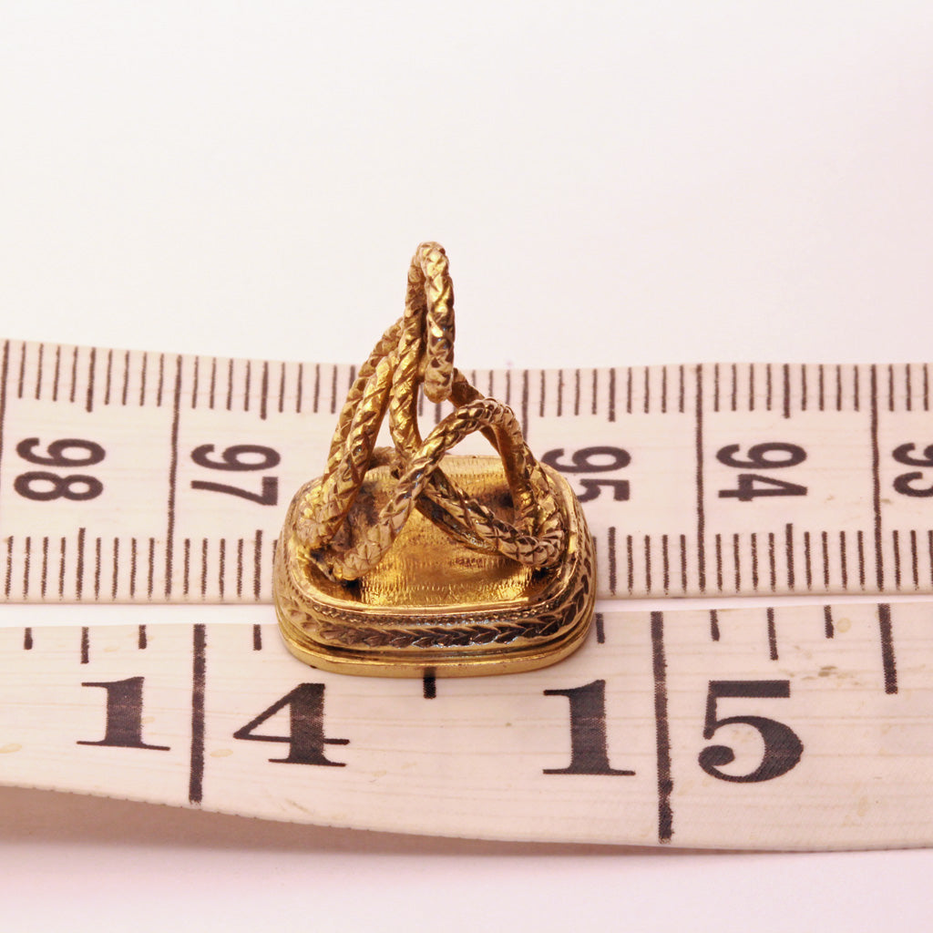 Antique Georgian pendant snake fob intaglio seal gold Man's Coat of Arms (7363)