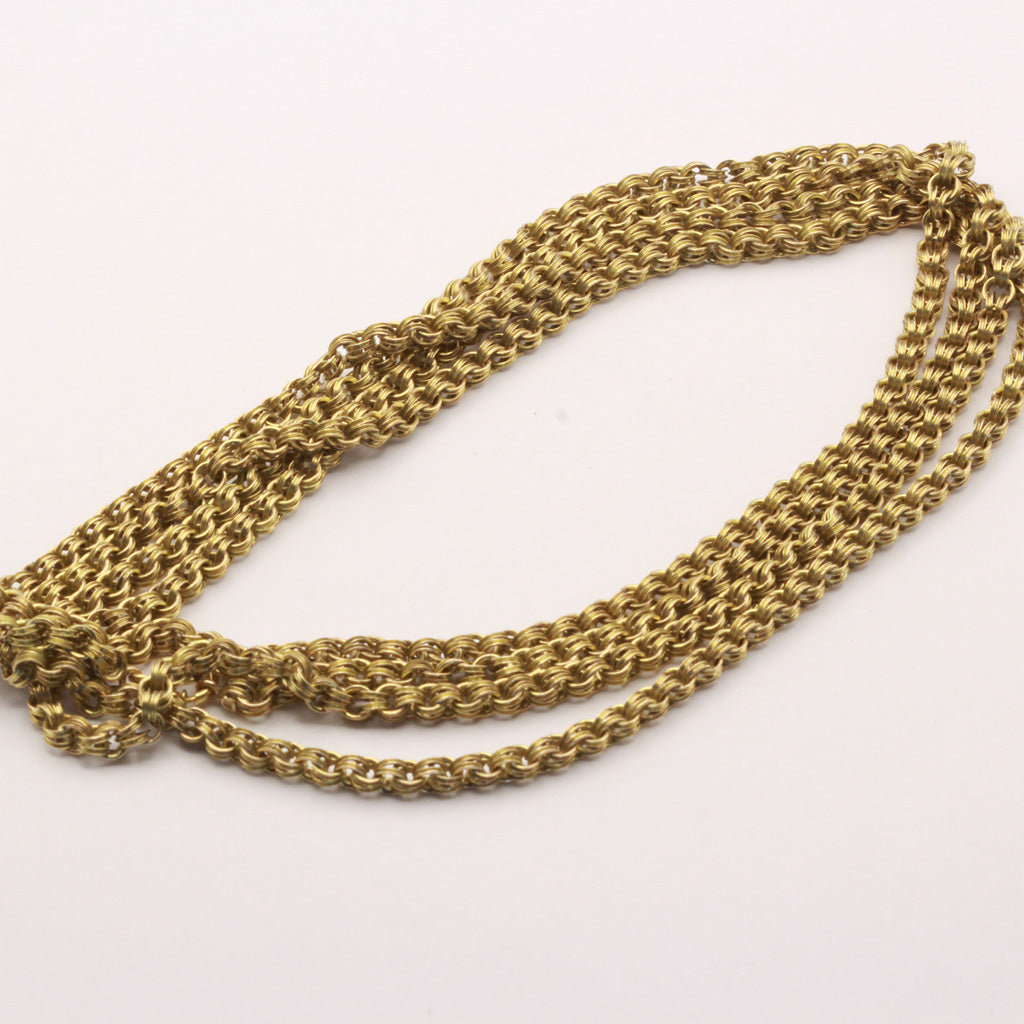 Antique Victorian long gold chain necklace 15ct 60 inches English sautoir (7390)