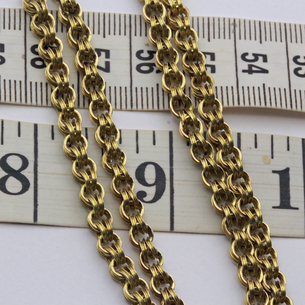 Antique Victorian long gold chain necklace 15ct 60 inches English sautoir (7390)