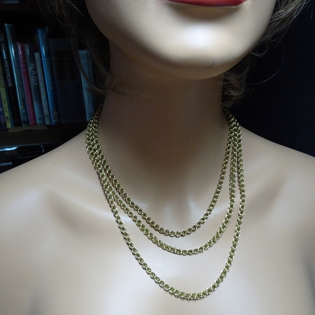 Antique Victorian long gold chain necklace 15ct 60 inches English sautoir (7390)