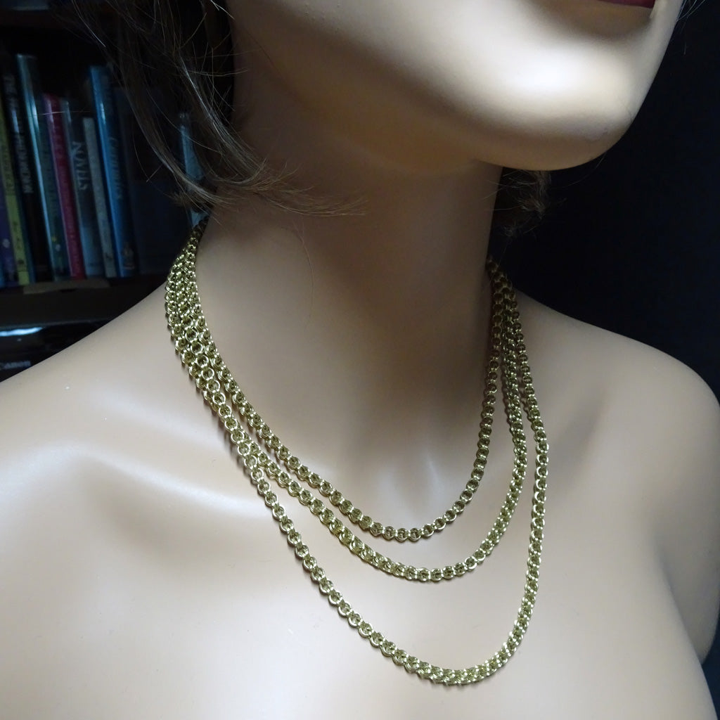 Antique Victorian long gold chain necklace 15ct 60 inches English sautoir (7390)