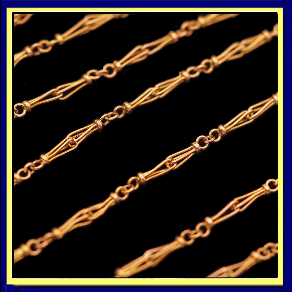 Antique long gold chain necklace sautoir rose gold