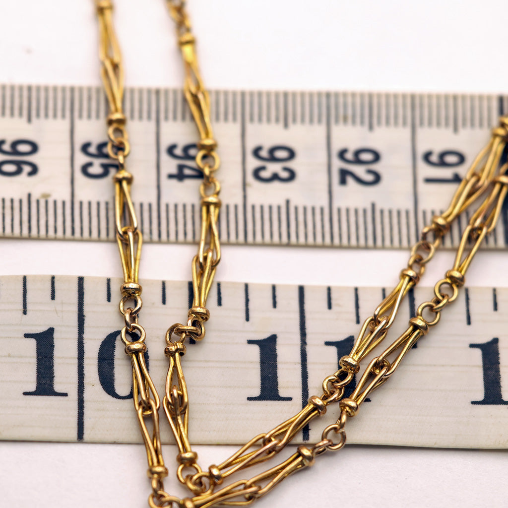 Antique long gold chain necklace sautoir rose gold early 1900's 60inches (7543)