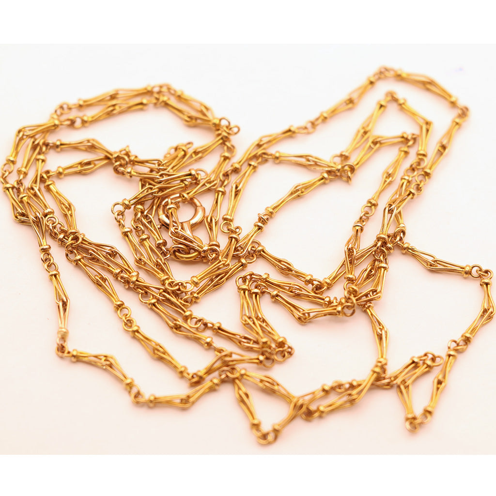 Antique long gold chain necklace sautoir rose gold