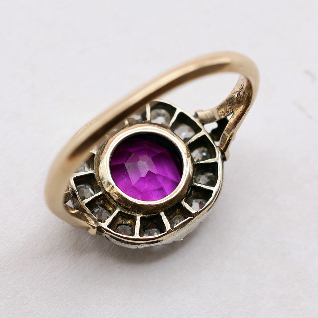 back Antique Ruby diamond ring 2.75ct cushion cut Myanmar Burma no heat ruby