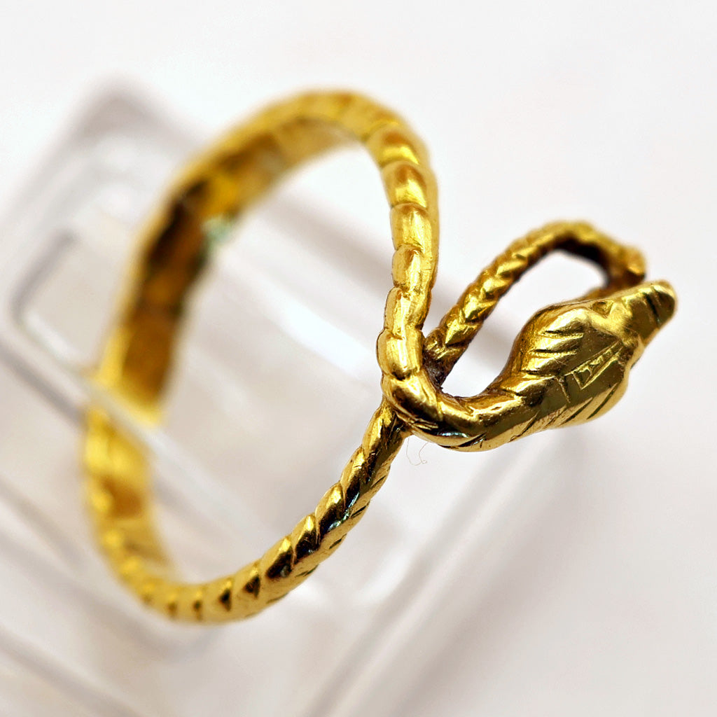 Antique Victorian ring 18k gold snake ring French small Napoleon 3 Unisex (7555)