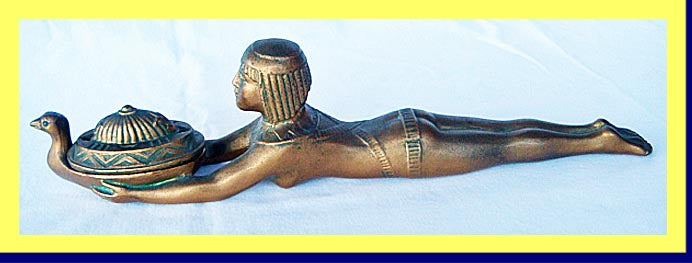 Antique Deco perfume burner sculpture figure goddess slave Egyptian Revival (4472)