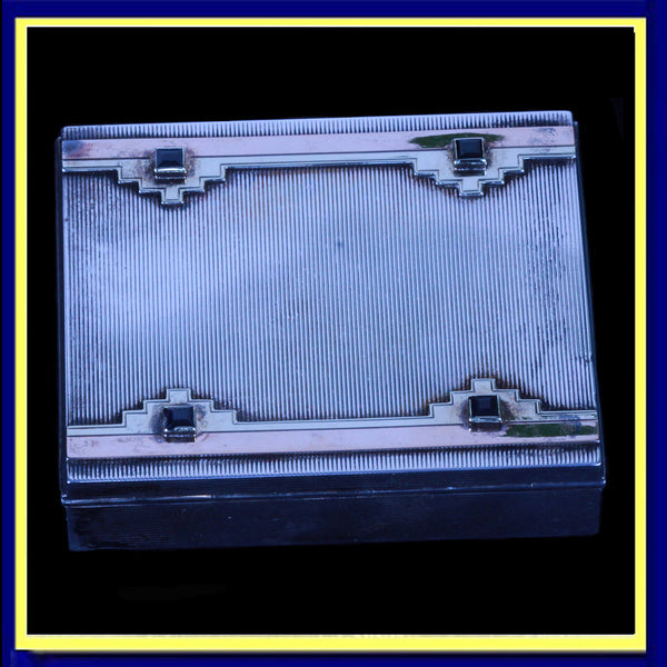 Cartier Art Deco Box | 14K Gold, Silver & Sapphires, Signed (7338