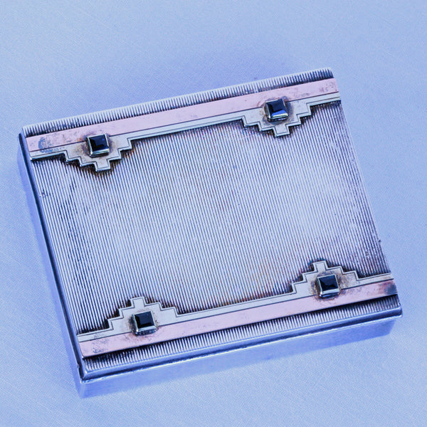 Cartier Art Deco Box | 14K Gold, Silver & Sapphires, Signed