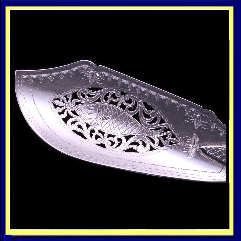 antique Victorian sterling silver fish slice server Hyam Hyams London