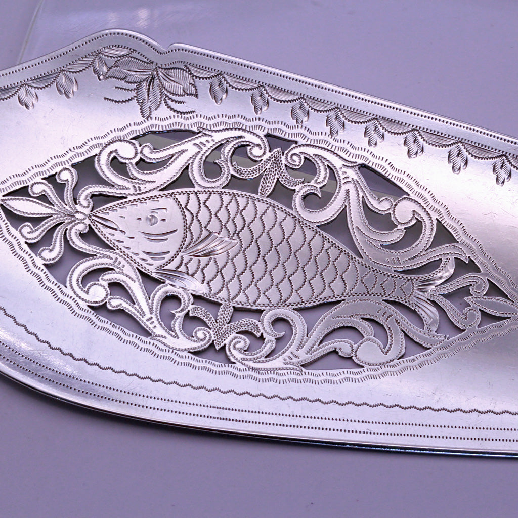 Antique Victorian Sterling Silver fish slice server Hyam Hyams London 1847(4309)