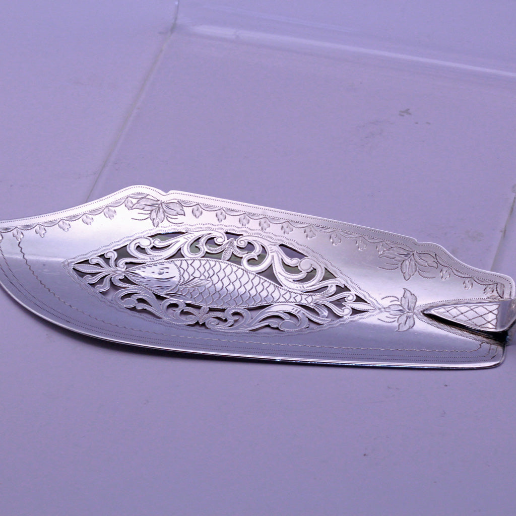 Antique Victorian Sterling Silver fish slice server Hyam Hyams London 1847(4309)