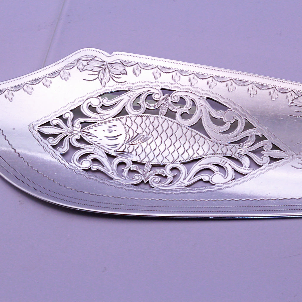 Antique Victorian Sterling Silver fish slice server Hyam Hyams London 1847(4309)