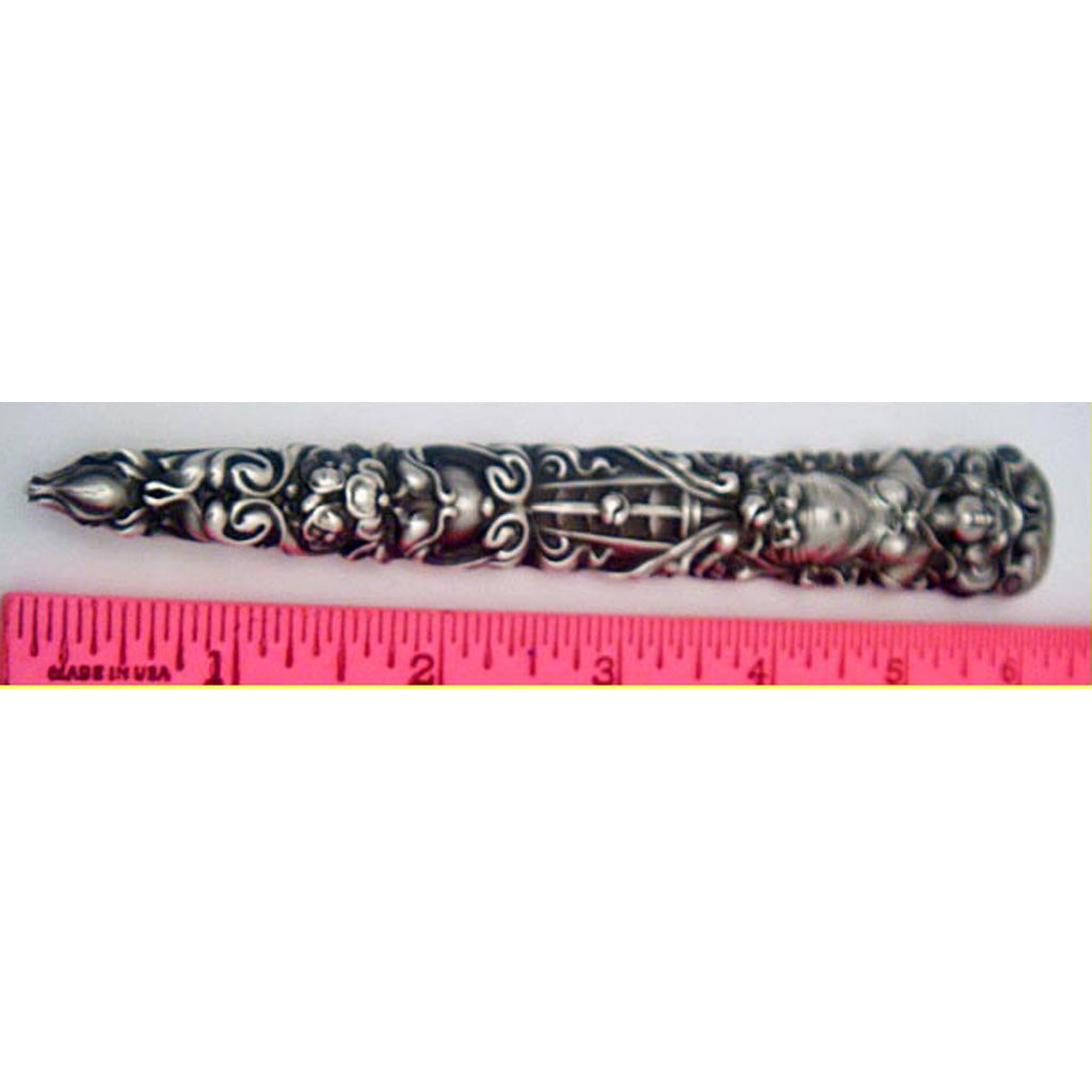 Unger Bros Sterling Silver Etui Bodkin Case Antique Nouveau figural sewing (5092)