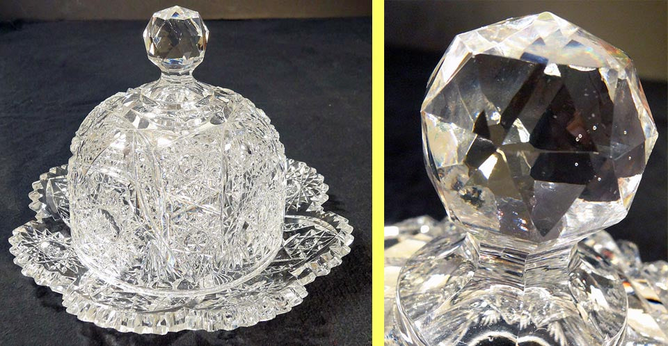 Antique American Brilliant Cut Glass Butter Plate & Dome Butter Dish (5255)