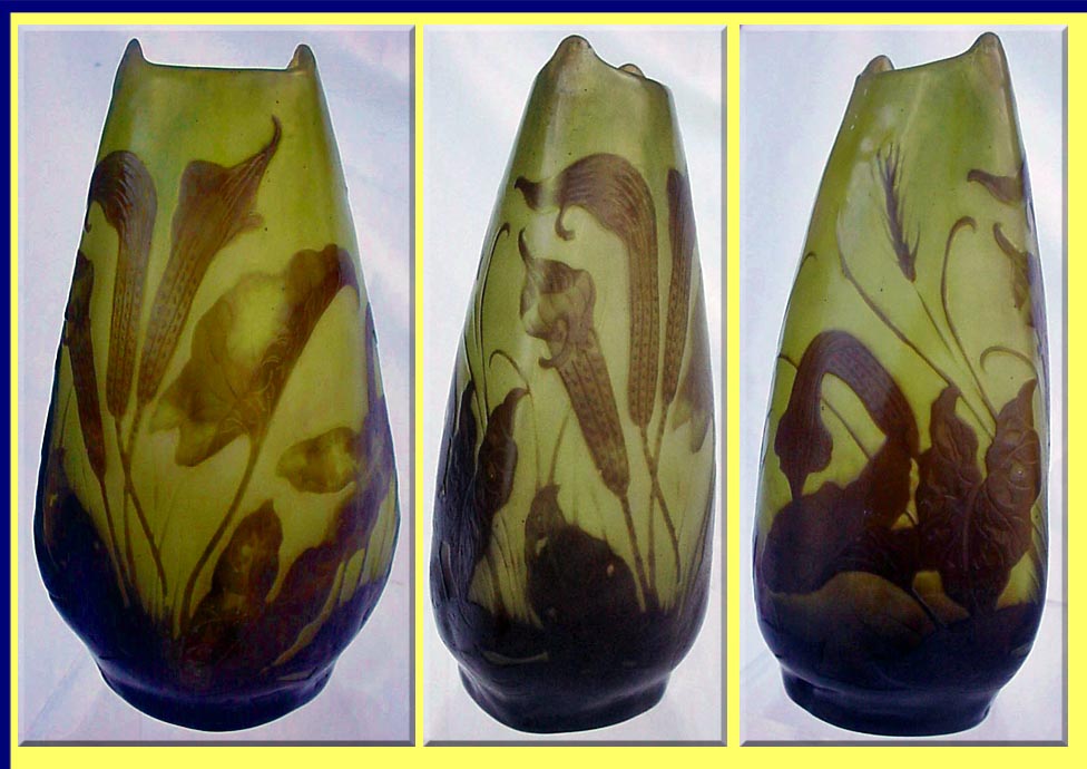Antique Emile Galle Calla Lily Cameo Glass Vase (3294)