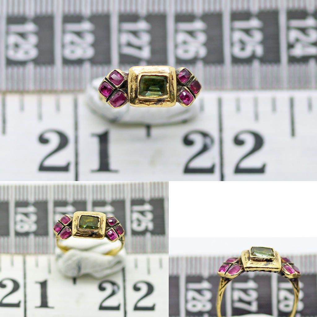 Antique Renaissance Ring Ruby Chrysoberyl 18k Gold Early 16th Century (6235)