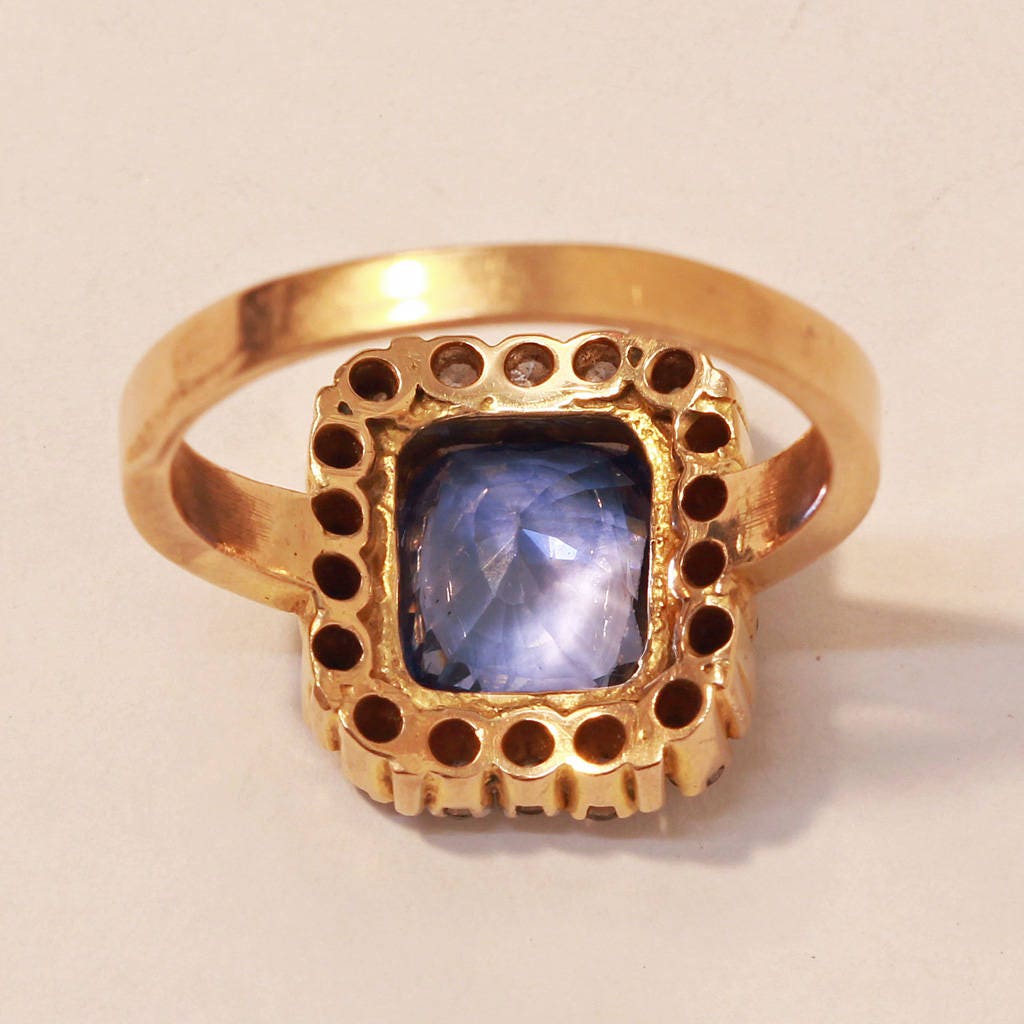 Ring Sapphire Diamonds Gold Unisex Royal Maharaja Mughal Appraisal Vintage (6439