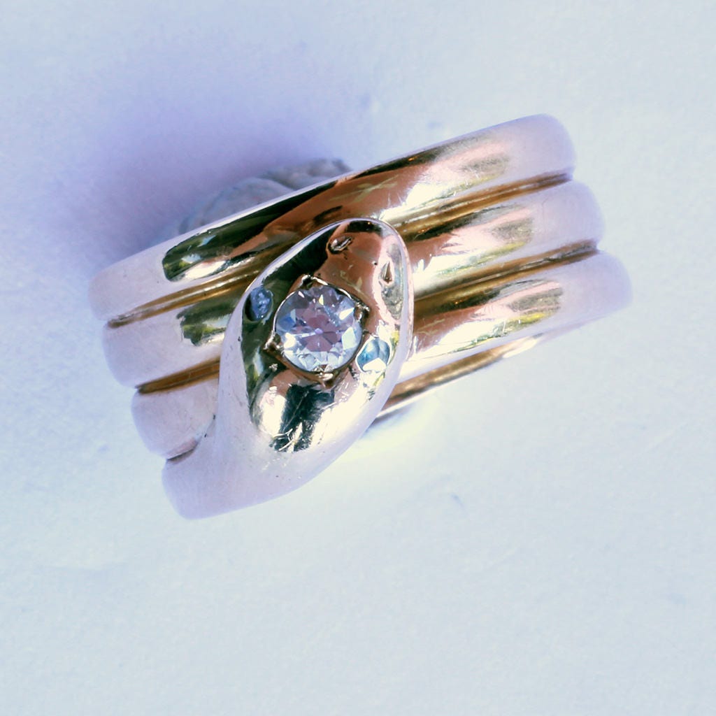 Carlo Giuliano Snake Ring Antique 18k Gold Diamond Revivalist unisex (6507)