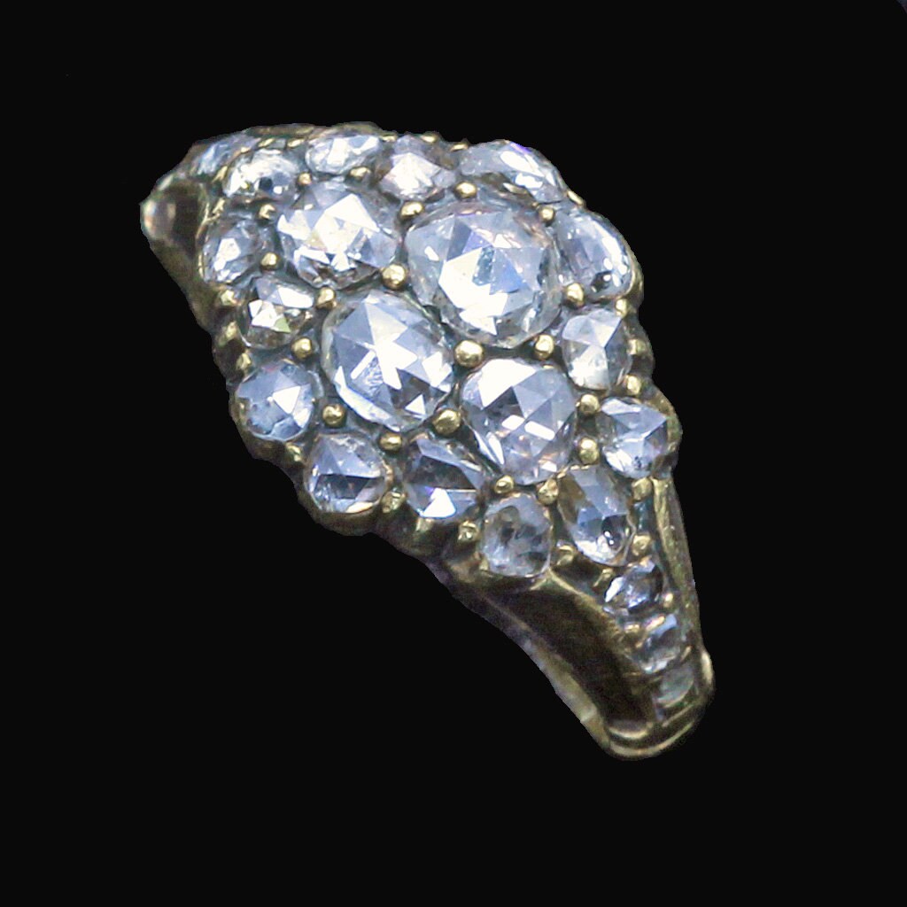 Antique Early Victorian Ring 18k Gold Diamonds London 1845 w Appraisal (6696)