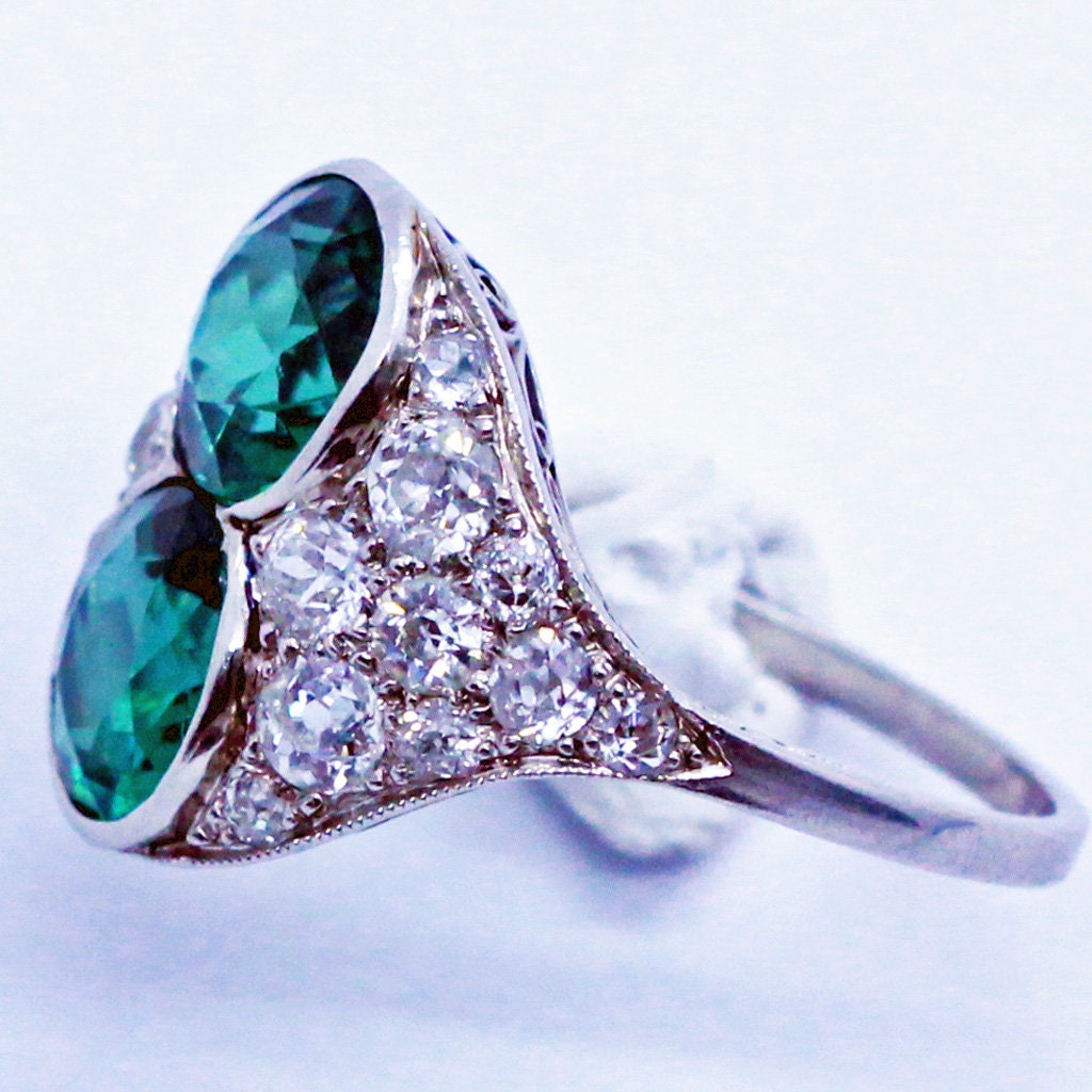 Antique Edwardian Ring Platinum Diamonds Rare Natural Zircon w Appraisal (6961)