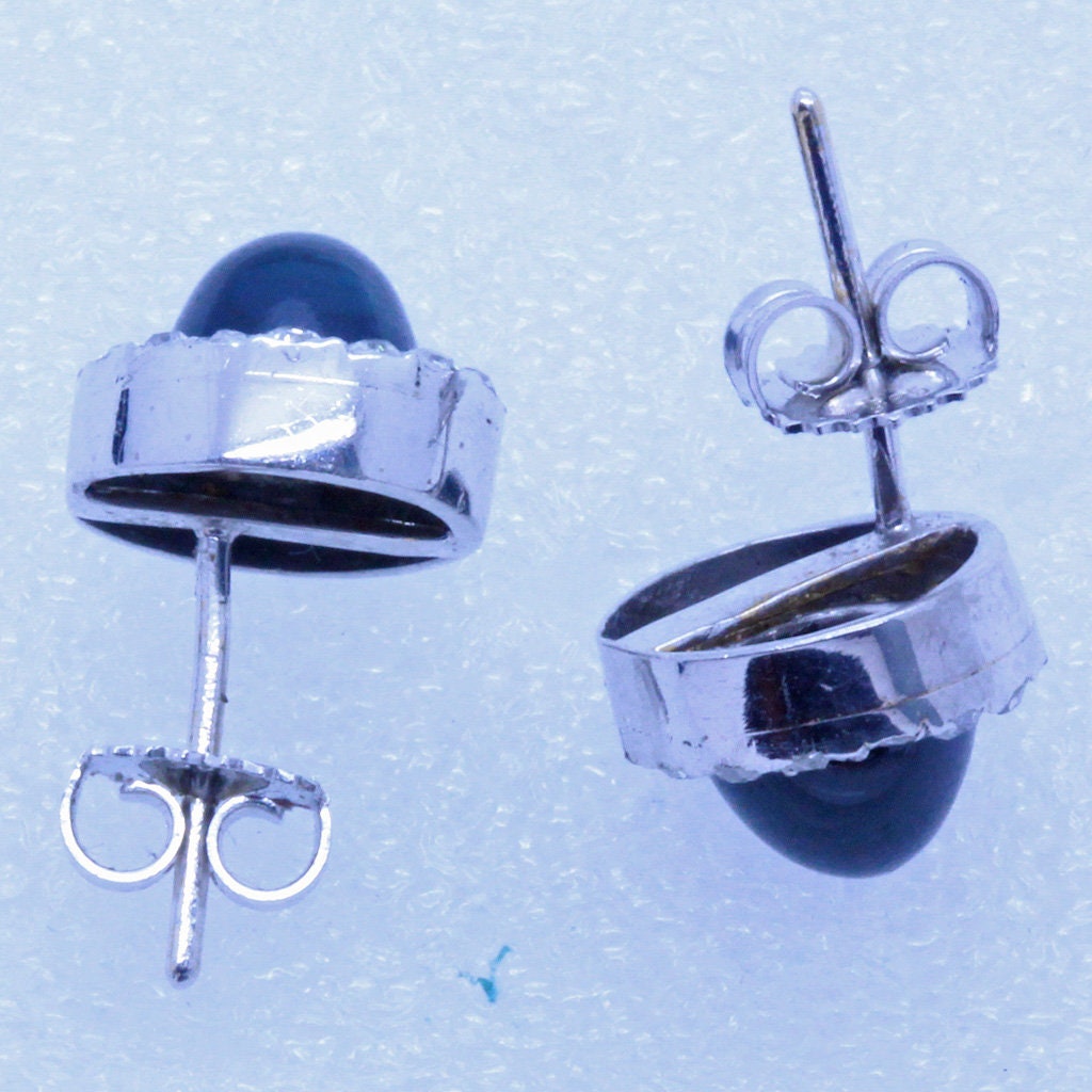 Antique Art Deco Earrings Platinum Cabochon Sapphires Diamonds C1920 (7068)