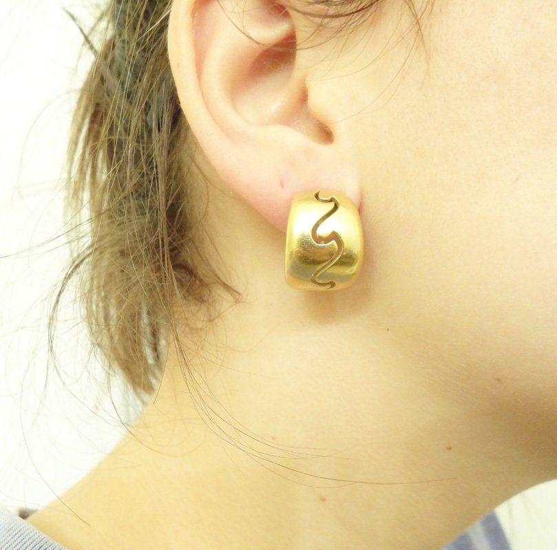 VCA Van Cleef and Arpels Earrings Hoop Ear Clips 18k Gold Vintage French (5884)