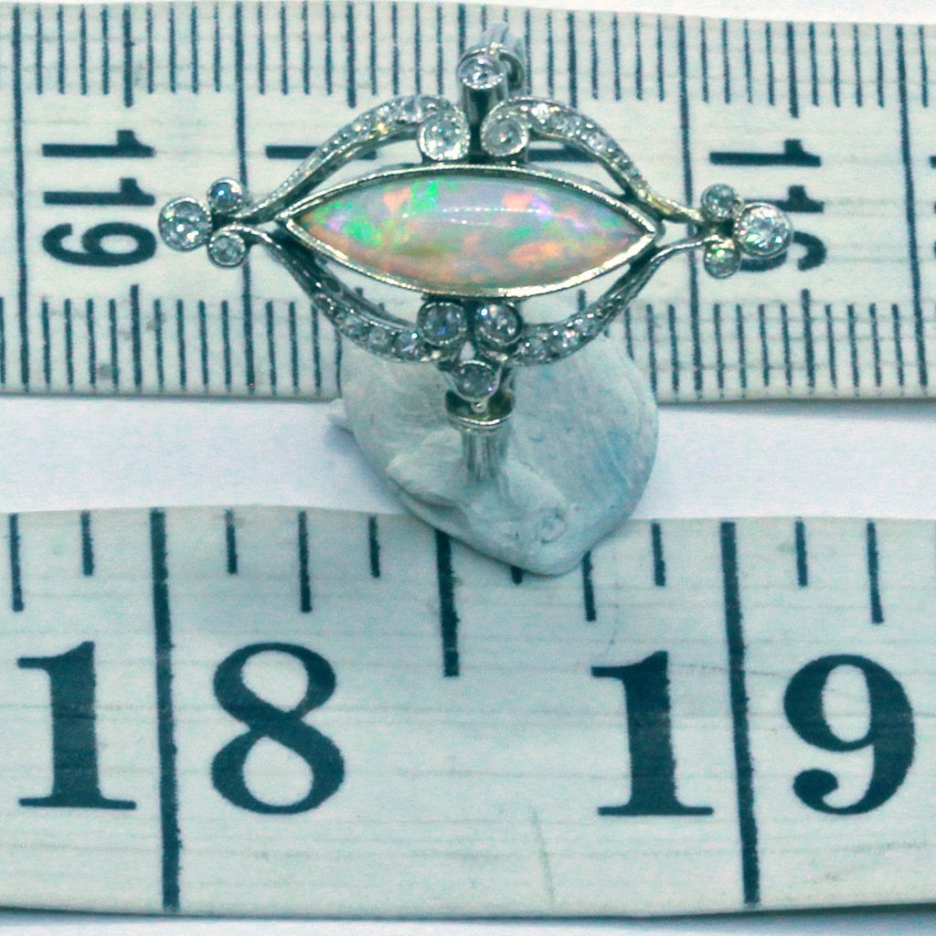 Antique Art Nouveau Ring Platinum Diamonds Opal French Fab opal colors (7181)