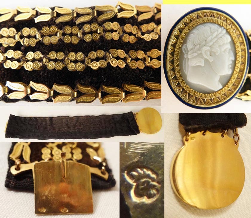 Pair Georgian Gold Cameo Bracelets Napoleon Bonaparte & French Empress (5354)