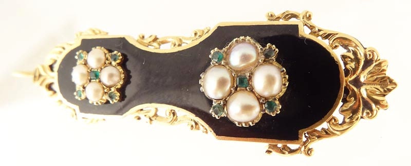 Antique French Earrings Charles X Victorian Gold Pearls Emeralds (5336)