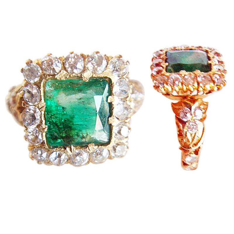Antique Vintage Ring 22k Gold Emerald Diamonds  Mughal Indian w Appraisal (4909)