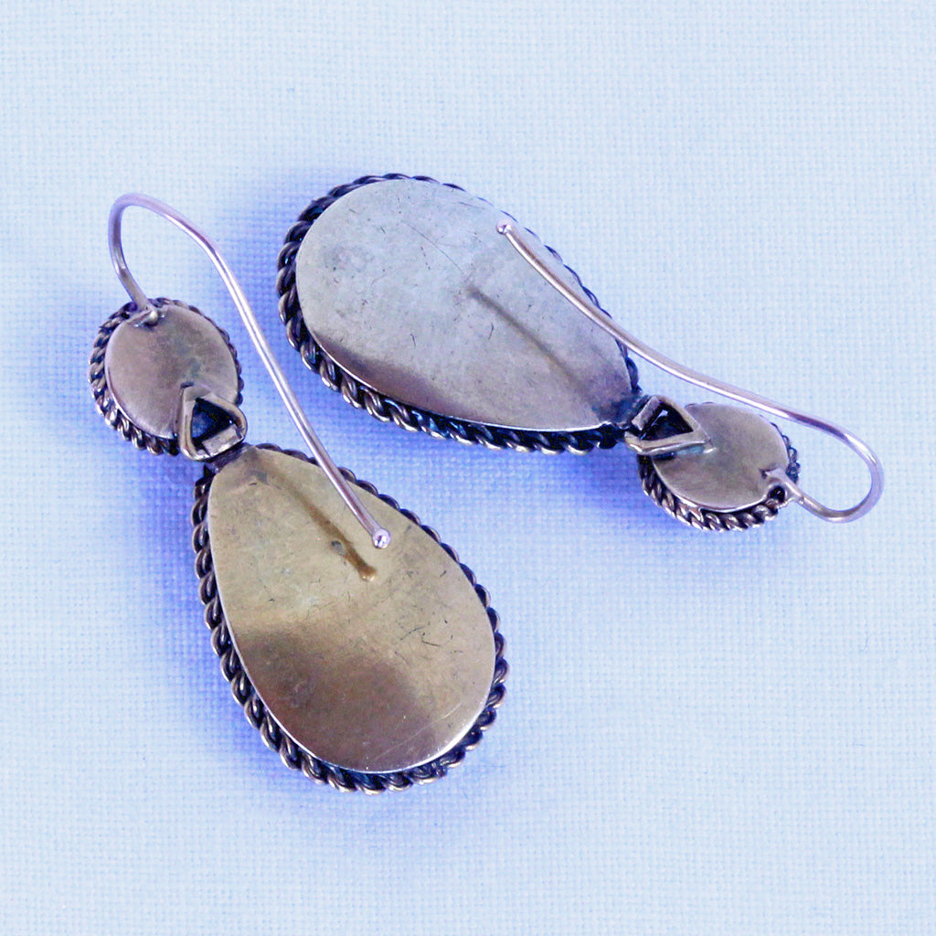 Antique Victorian Earrings articulated ear pendants Gold Garnets English (7221)