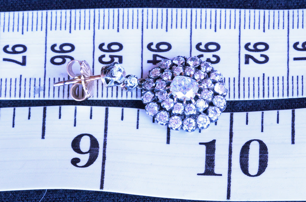 Antique Victorian Earrings Ear Pendants 5.29ct Diamonds Gold Silver English(7259)
