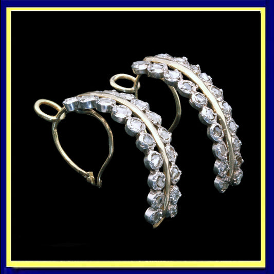antique Georgian earrings poissarde gold diamonds silver