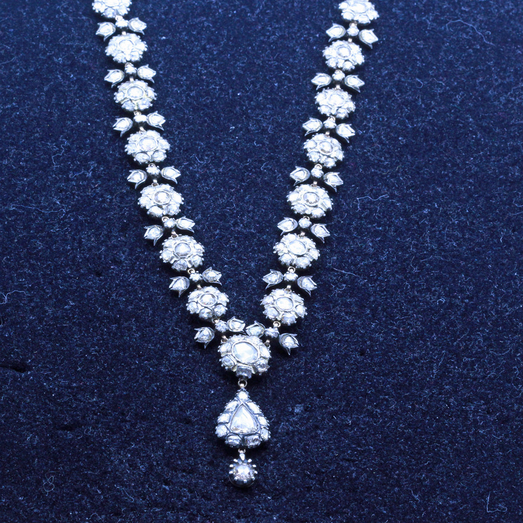 Antique vintage diamond necklace 18.76ct rose cut diamonds India (7246)